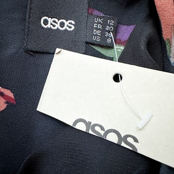 ASOS Colorful Bird Novelty Print Flowy Blouse Top NWT Size 8 - Picture 9 of 11